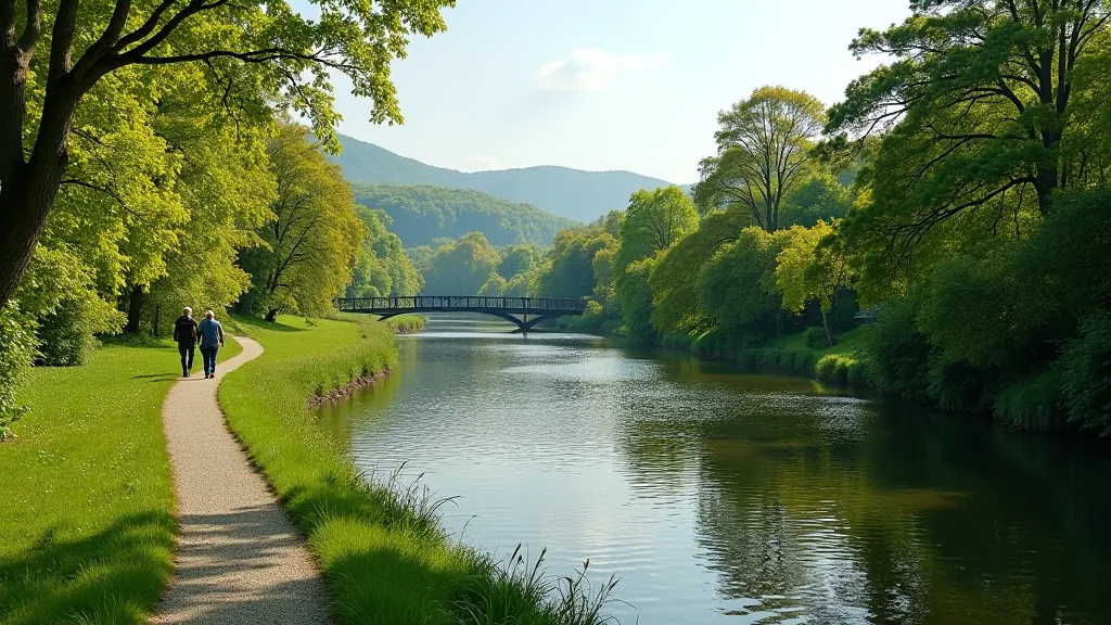 Podyjí národní park s řekou Dyjí a dostupnou stezkou podél vody